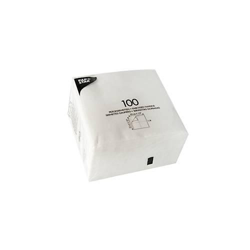 Servietten Papstar, 1-lagig, 330 x 330 mm mit ¼-Falz, Papier in Stoffoptik, 1200 Stück, weiß