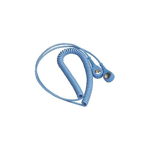 Spiralkabel Bedrunka+Hirth, für die Personenerdung, 2 x 10 mm Druckknöpfe, hochelastisch, Länge 2,4 m, blau