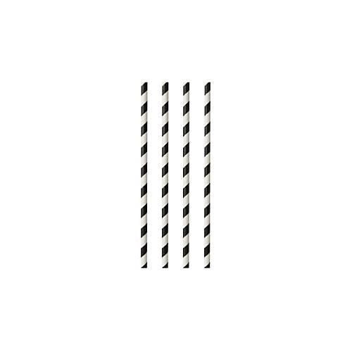 Trinkhalme Papstar Stripes, Einweg, L 290 x Ø 6 mm, aus FSC®-zertifiziertem Papier, schwarz-weiß, 100 Stück