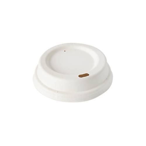 Domdeckel für Trinkbecher Papstar Pure Zero, mikrowellengeeignet, Ø 80 x H 25 mm, aus FSC®-zertifizierter Zuckerrohr-Pappe, cremefarben, 50 Stück