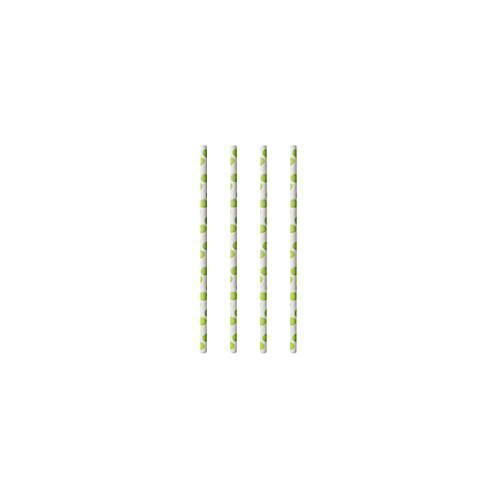 Trinkhalme Papstar Green Dots, Einweg, L 200 x Ø 6 mm, aus FSC®-zertifiziertem Papier, weiß mit grünen Punkten, 100 Stück
