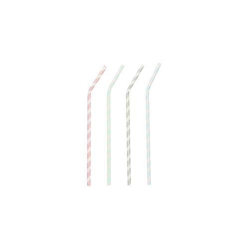Trinkhalme Papstar Stripes, Einweg, L 220 x Ø 6 mm, flexibel bieg- & knickbar, aus FSC®-zertifiziertem Papier, farbsortiert, 100 Stück