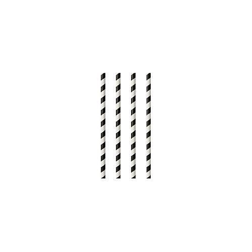 Trinkhalme Papstar Stripes, Einweg, L 240 x Ø 6 mm, aus FSC®-zertifiziertem Papier, schwarz-weiß, 100 Stück