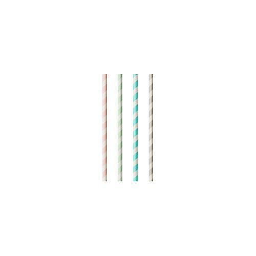 Trinkhalme Papstar Stripes, Einweg, L 200 x Ø 6 mm, aus FSC®-zertifiziertem Papier, farbsortiert, 100 Stück