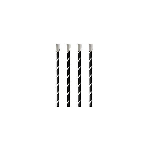 Trinkhalme Papstar Stripes, mit Löffel, Einweg, L 200 x Ø 8 mm, aus FSC®-zertifiziertem Papier, schwarz-weiß, 100 Stück