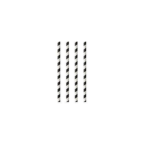 Trinkhalme Papstar Stripes, Einweg, L 200 x Ø 6 mm, aus FSC®-zertifiziertem Papier, schwarz-weiß, 100 Stück