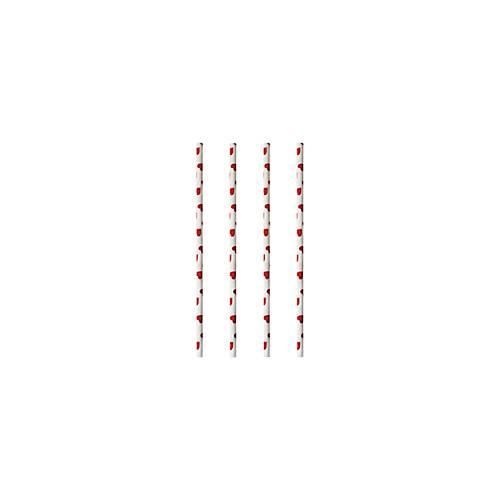 Trinkhalme Papstar Heart, Einweg, L 200 x Ø 6 mm, aus FSC®-zertifiziertem Papier, weiß mit roten Herzen, 100 Stück