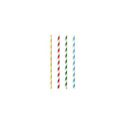 Trinkhalme Papstar Stripes, für Shakes, Einweg, L 210 x Ø 8 mm, aus FSC®-zertifiziertem Papier, farbsortiert, 100 Stück