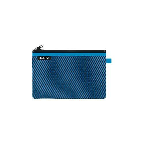 Leitz WOW Traveller Zip-Beutel, durchsichtiges Netzfach & blickdichtes Fach, Größe L, blau