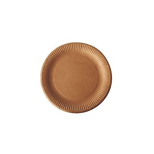 Pappteller Papstar Pure, Einweg, rund, Ø 230 mm, lebensmittelecht, FSC®-zertifiziert & kompostierbar, braun, 5 x 100 Stück