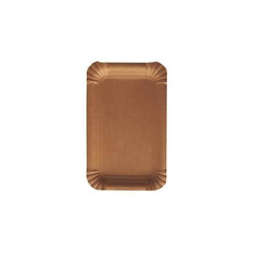 Pappteller Papstar Pure, Einweg, eckig, 100 x 160 mm, lebensmittelecht, FSC®-zertifiziert & kompostierbar, braun, 8 x 250 Stück