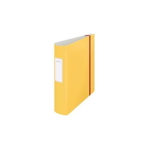 Leitz® Ordner 180° Active Cosy, A4, Rückenbreite 82 mm, 180°-Hebelmechanik, geklebtes Rückenschild & Gummiband, gelb