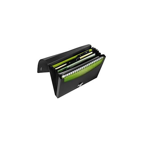 Leitz® Dokumentenmappe Recycle, A4, bis 250 Blatt, 5 Fächer & Ablagefach, blickdicht, 100 % recycelbar, Blauer Engel, Kunststoff, schwarz