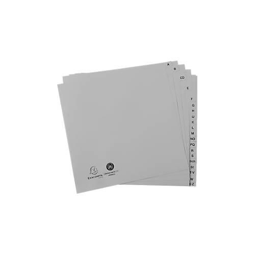 Register Exacompta 1723B, A4 Halbformat, 2-fach-Lochung, Taben A-Z, B 225 x H 210 mm, Blauer Engel, Recycling-Kunststoff, grau