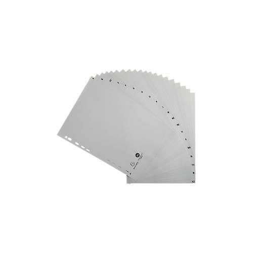 Register Exacompta 1720B, Format A4, Universallochung, Taben A-Z, B 225 x H 297 mm, Blauer Engel, Recycling-Kunststoff, grau