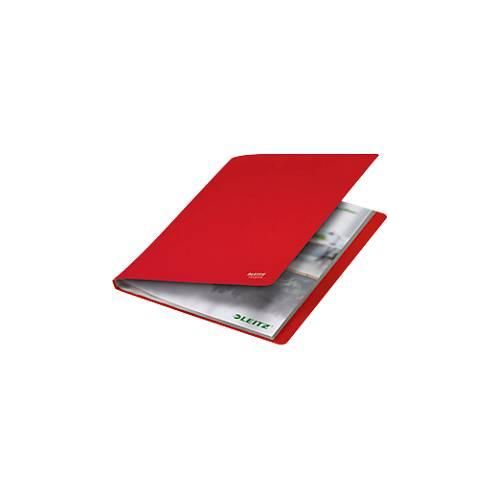 Leitz® Sichtbuch Recycle, A4, 40 dokumentenechte Sichthüllen, bis zu 2 Blatt/Hülle, Rückenschild, 100 % recycelbar, Kunststoff, rot
