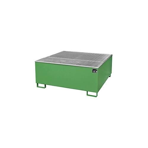Auffangwanne BAUER AW 1000/PE mit Gitterrost, 1000 l IBC, B 1475 x T 1475 x H 625 mm, grün