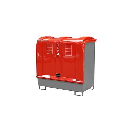 Gefahrstoff-Depot Typ GD-B BAUER, Stahl, L 1460 x B 830 x H 1460 mm, Auffangvolumen 220 Liter, mausgrau RAL 7005