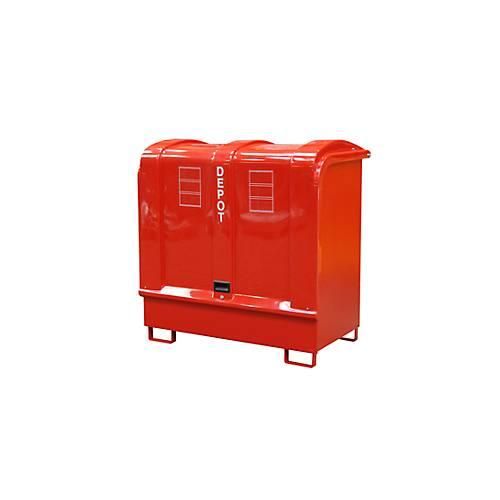 Gefahrstoff-Depot Typ GD-B BAUER, Stahl, L 1460 x B 830 x H 1460 mm, Auffangvolumen 220 Liter, feuerrot RAL 3000