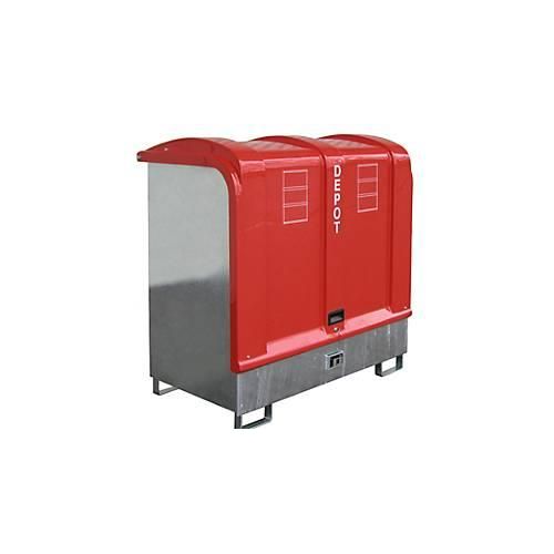 Gefahrstoff-Depot Typ GD-B BAUER, Stahl, L 1460 x B 830 x H 1460 mm, Auffangvolumen 220 Liter, feuerverzinkt