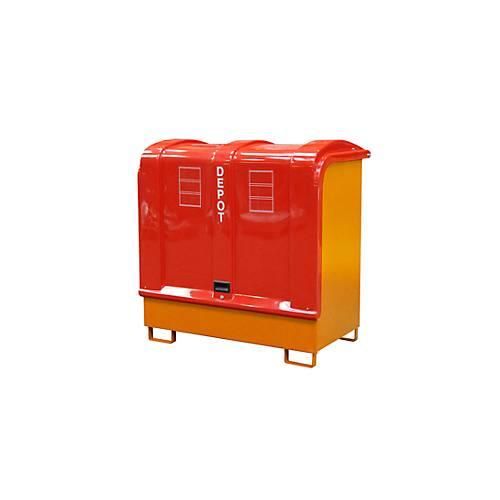Gefahrstoff-Depot Typ GD-B BAUER, Stahl, L 1460 x B 830 x H 1460 mm, Auffangvolumen 220 Liter, gelborange RAL 2000