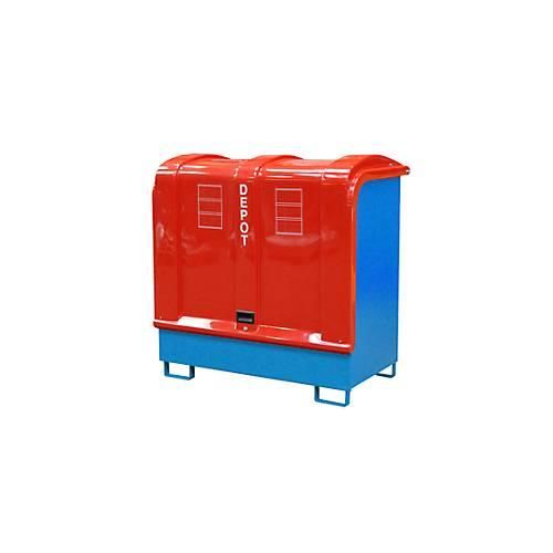 Gefahrstoff-Depot Typ GD-B BAUER, Stahl, L 1460 x B 830 x H 1460 mm, Auffangvolumen 220 Liter, lichtblau RAL 5012