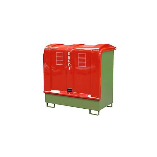 Gefahrstoff-Depot Typ GD-B BAUER, Stahl, L 1460 x B 830 x H 1460 mm, Auffangvolumen 220 Liter, resedagrün RAL 6011