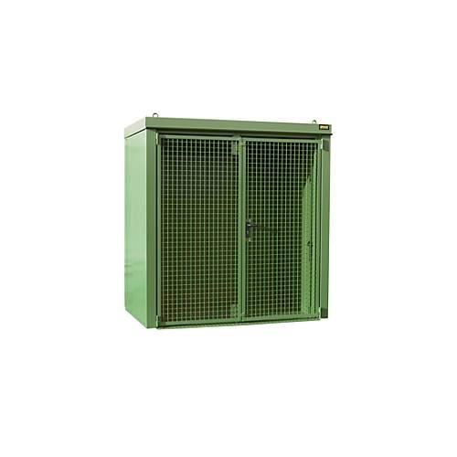 Gasflaschencontainer BAUER GFC-B M1, B 1175 x T 2120 x H 2265, für 28 Gasflaschen, feuerbeständig, abschließbar, grün