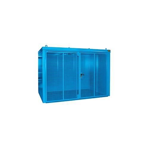 Gasflaschencontainer BAUER GFC-B M5, B 2175 x T 3125 x H 2270, für 96 Gasflaschen, feuerbeständig, abschließbar, blau