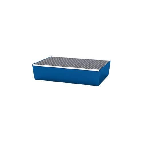 Paletten-Auffangwanne ASECOS, Stahl, mit Gitterrost, 200 l Auffangvolumen, B 815 x T 1235 x H 255 mm, lackiert