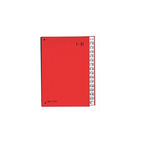 PAGNA Pultordner Color 1 - 31, auch für Überformate, numerisch, Polypropylen, rot
