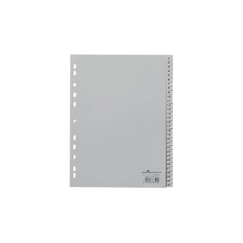 Durable Kunststoffregister, A4 hoch, Zahlen 1-31, grau