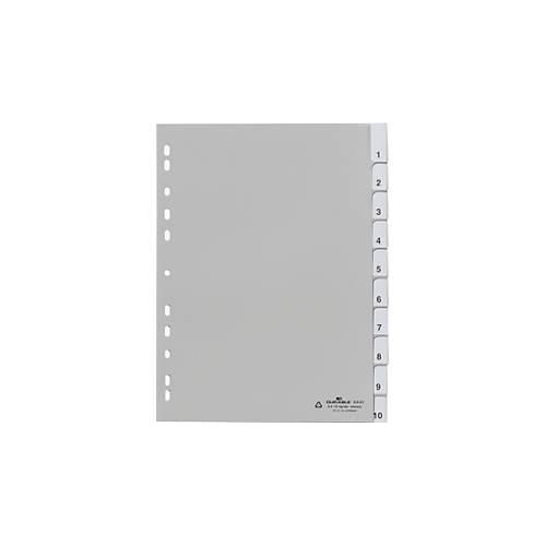 Durable PP-Register mit Wechseltaben, Zahlen 1-10, grau