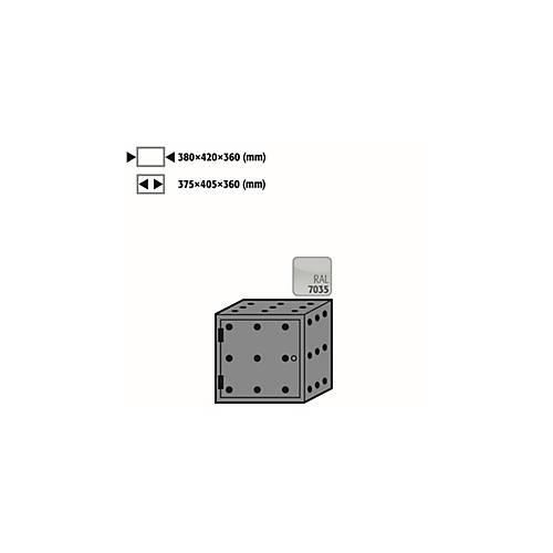 Lagerbox für asecos Sicherheitsschränke der Q30, Q90 und S90 Serie, Stahlblech, lichtgrau, B 380 x T 420 x H 360 mm, Türanschlag links