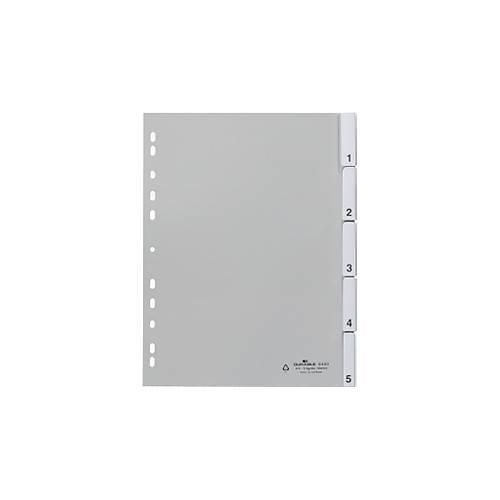 Durable PP-Register mit Wechseltaben, Zahlen 1-5, grau