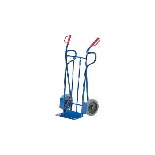 Sackkarre mit gewölbter Rückwand und Auflage + Stützholme, Tragkraft 250 kg, Vollgummi-Bereifung
