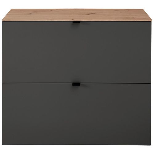 Voleo Hängeschuhschrank , Graphit, Eiche Artisan , Metall , 4 Fächer , 100x84x37 cm , Beimöbel erhältlich, hängend , Garderobe, Schuhaufbewahrung,
