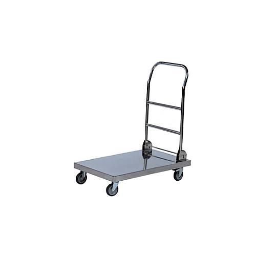 Edelstahl-Schiebewagen mit Klappbügel, 780 x 520 mm
