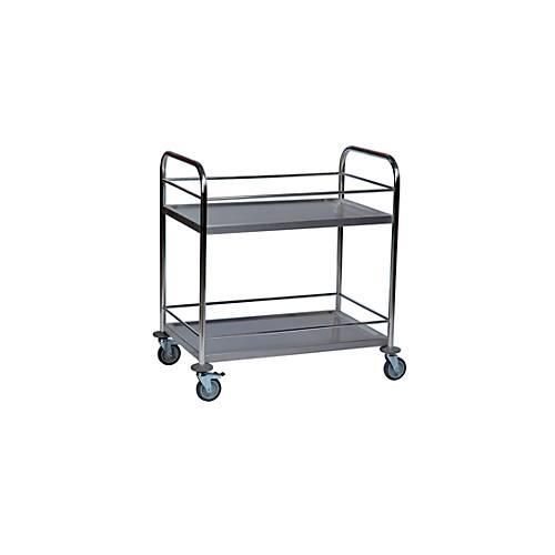 Edelstahl-Tischwagen 2 Etagen, mit Berandung, 825 x 500 mm
