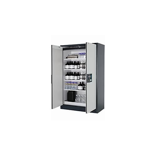 Sicherheitsschrank Typ 90 asecos Q-PEGASUS-90, Flügeltüren mit Schließ-Automatik, Einhandbedienung, Front Lichtgrau, B 1193 x T 615 x H 1953 mm