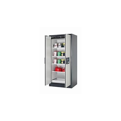 Sicherheitsschrank Typ 90 asecos Q-PEGASUS-90, Flügeltüren mit Schließ-Automatik, Einhandbedienung, Front Lichtgrau, B 893 x T 615 x H 1953 mm