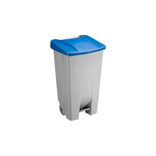 Abfalleimer Sunware Basic, 120 l, mit Fuß-Pedal & Rädern, Klappdeckel blau
