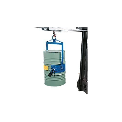 Fasswendezange, Stahl, blau, mit arretierbarer Klammer, für 200 l Stahlfässer, bis 300 kg