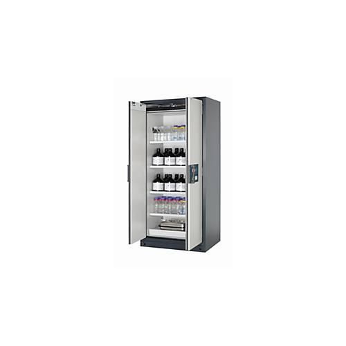 Sicherheitsschrank Typ 90 asecos Q-PEGASUS-90, Flügeltüren mit Schließ-Automatik, Einhandbedienung, Front Lichtgrau, B 893 x T 615 x H 1953 mm