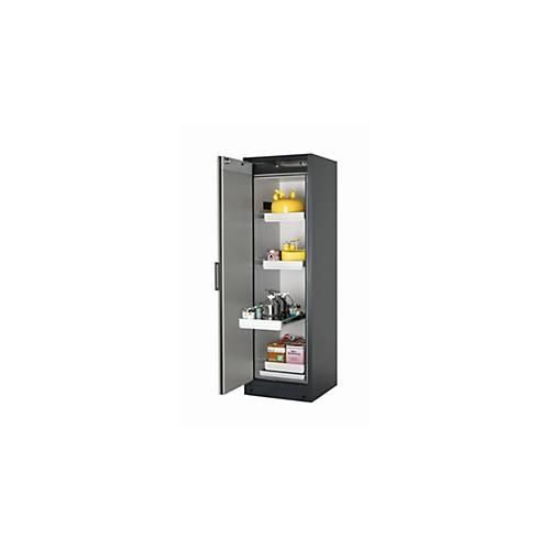Sicherheitsschrank Typ 90 asecos Q-PEGASUS-90, Flügeltür mit Schließ-Automatik, Anschlag links, Front asecos Silber, B 599 x T 615 x H 1953 mm
