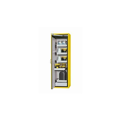 Sicherheitsschrank Typ 90 asecos S-CLASSIC-90, Flügeltür mit Türfeststellanlage, Anschlag links, Front Sicherheitsgelb, B 596 x T 616 x H 1968 mm