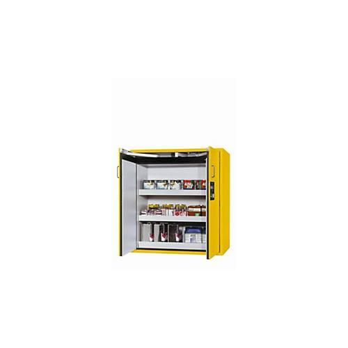 Sicherheitsschrank Typ 90 asecos S-CLASSIC-90, Flügeltüren mit Türfeststellanlage, Front Sicherheitsgelb, B 1196 x T 616 x H 1298 mm