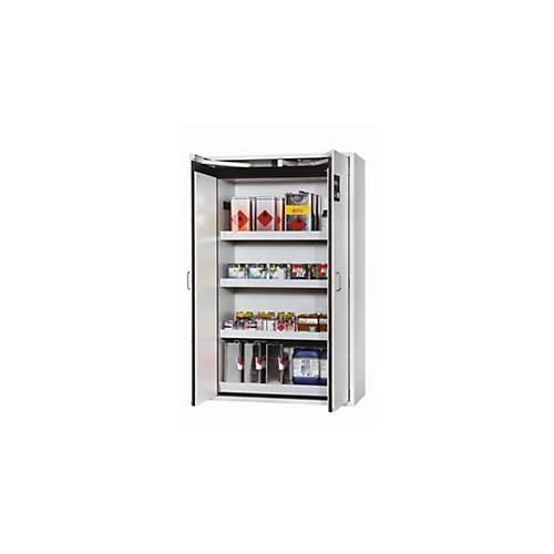 Sicherheitsschrank Typ 90 asecos S-CLASSIC-90, Flügeltüren, Front Lichtgrau, B 1196 x T 616 x H 1968 mm