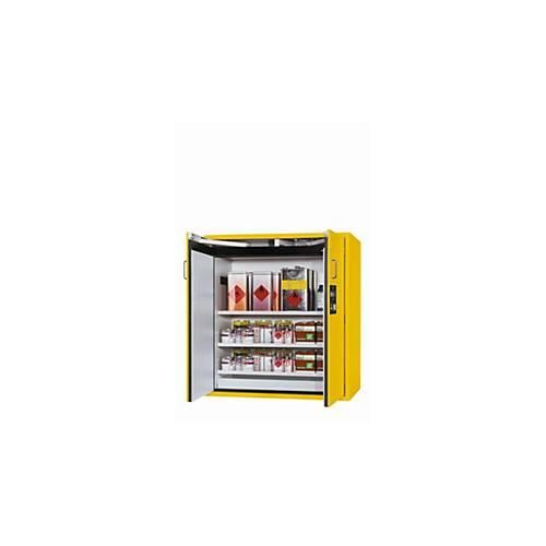 Sicherheitsschrank Typ 90 asecos S-CLASSIC-90, Flügeltüren, Front Sicherheitsgelb, B 1196 x T 616 x H 1298 mm