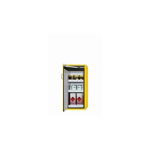Sicherheitsschrank Typ 90 asecos S-CLASSIC-90, Flügeltür mit Türfeststellanlage, Anschlag links, Front Sicherheitsgelb, B 596 x T 616 x H 1298 mm